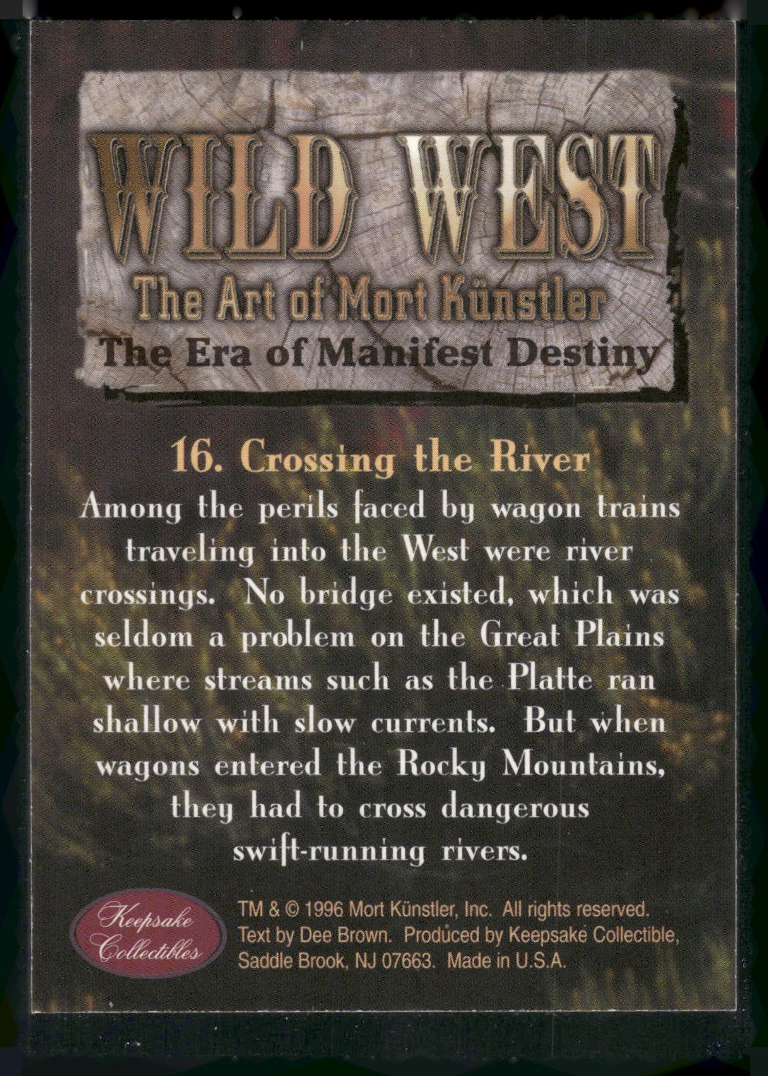 1996 Keepsake Collectibles Wild West: Mort Kunstler #16 Crossing the River
