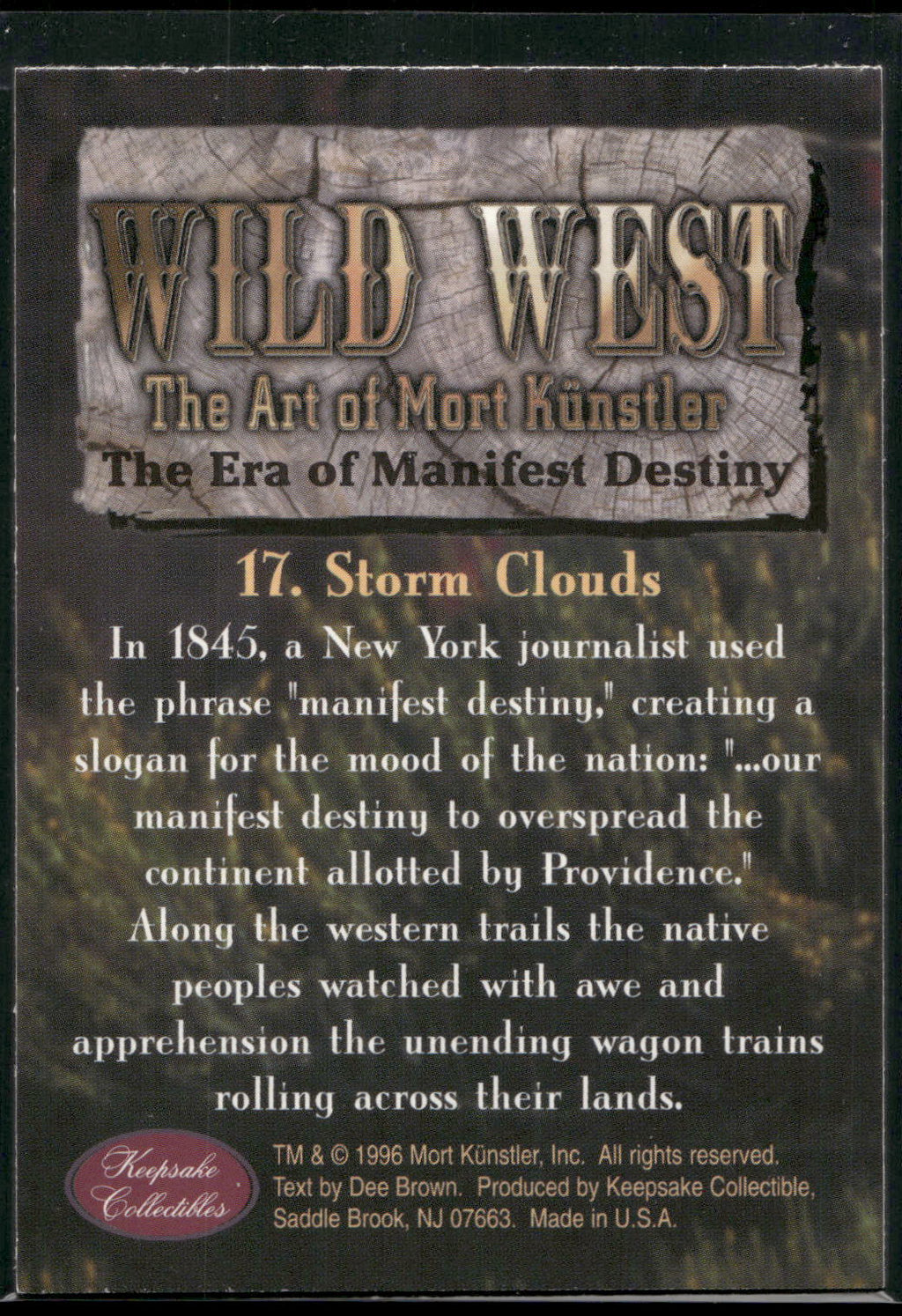 1996 Keepsake Collectibles Wild West: The Art of Mort Kunstler #17 Storm Clouds