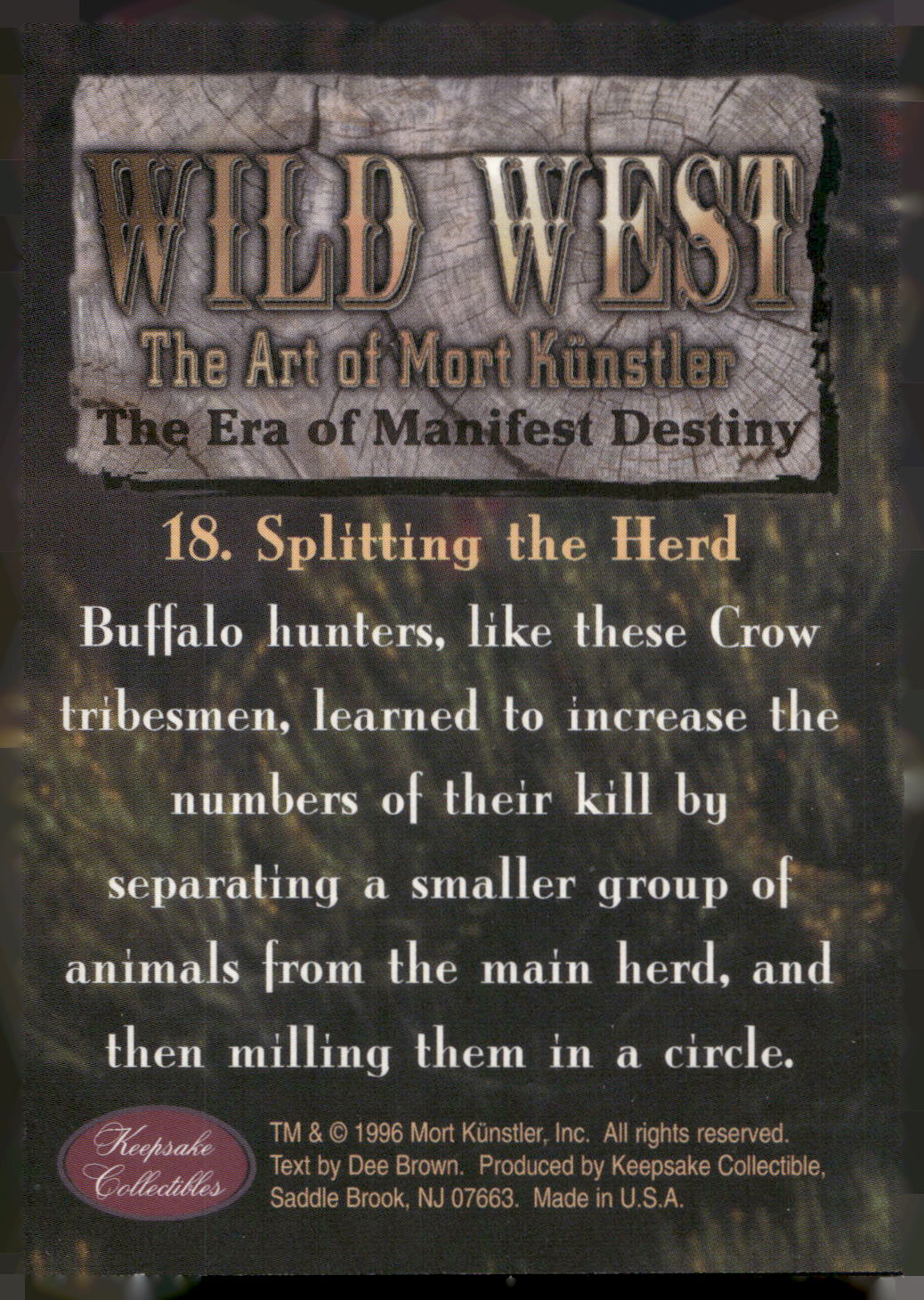 1996 Keepsake Collectibles Wild West: Mort Kunstler #18 Splitting the Herd