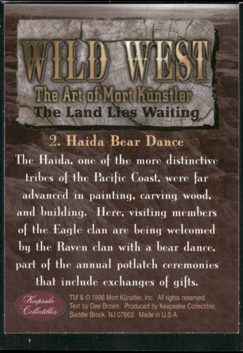 1996 Keepsake Collectibles Wild West: Mort Kunstler #2 Haida Bear Dance