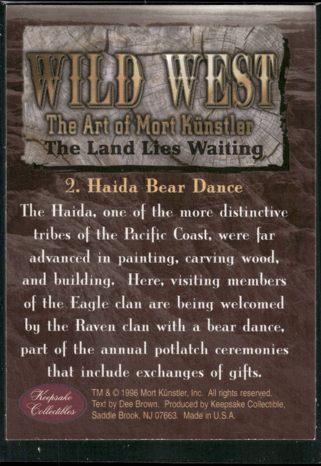 1996 Keepsake Collectibles Wild West: Mort Kunstler #2 Haida Bear Dance