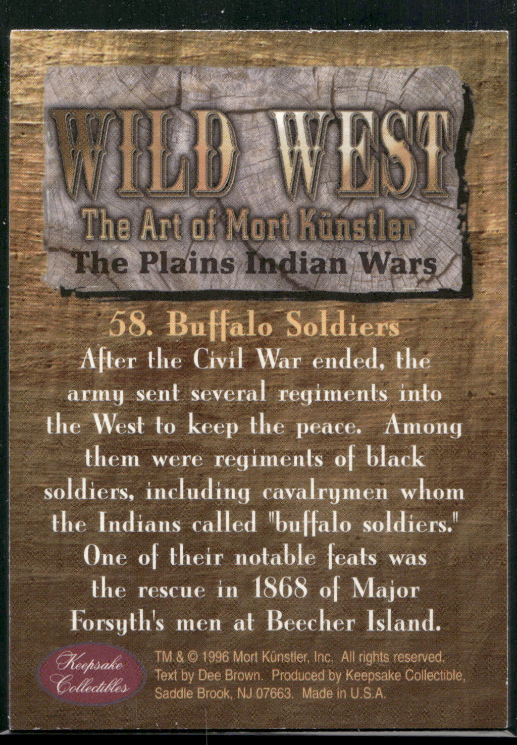 1996 Keepsake Collectibles Wild West: Mort Kunstler #58 Buffalo Soldiers