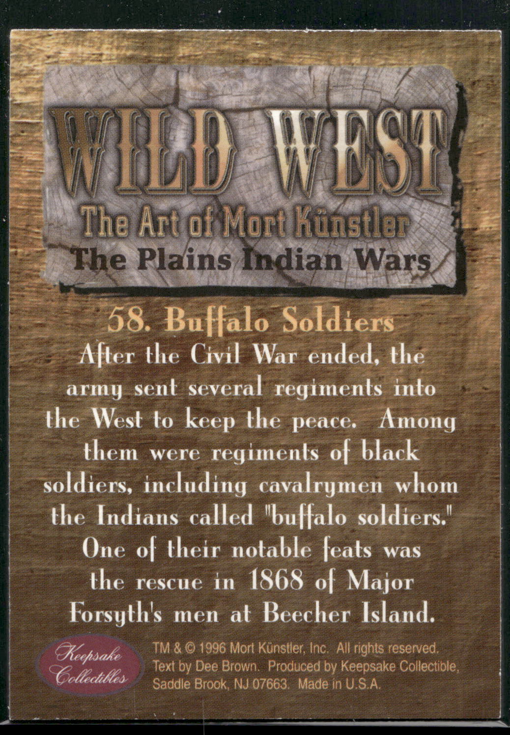 1996 Keepsake Collectibles Wild West: Mort Kunstler #58 Buffalo Soldiers