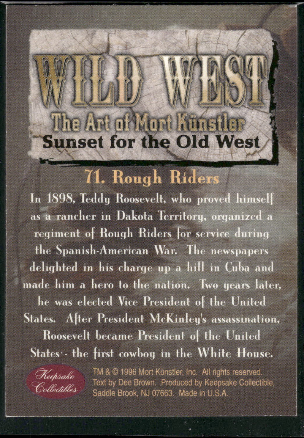 1996 Keepsake Collectibles Wild West: Mort Kunstler #71 Rough Riders