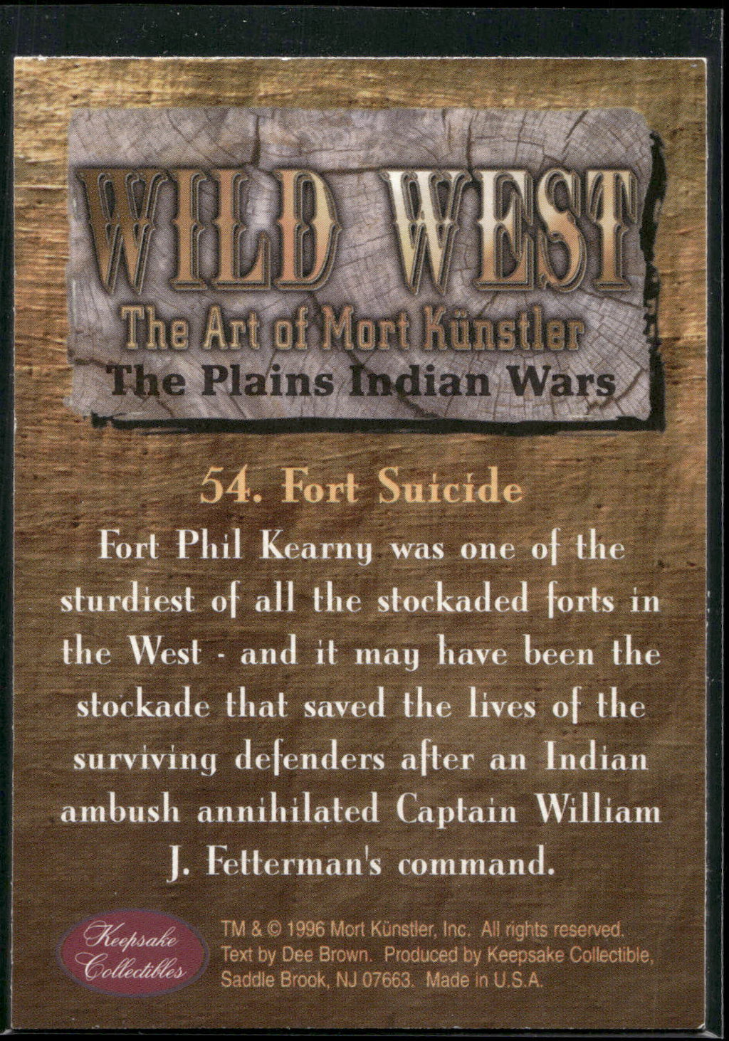 1996 Keepsake Collectibles Wild West: The Art of Mort Kunstler #54 Fort Suicide