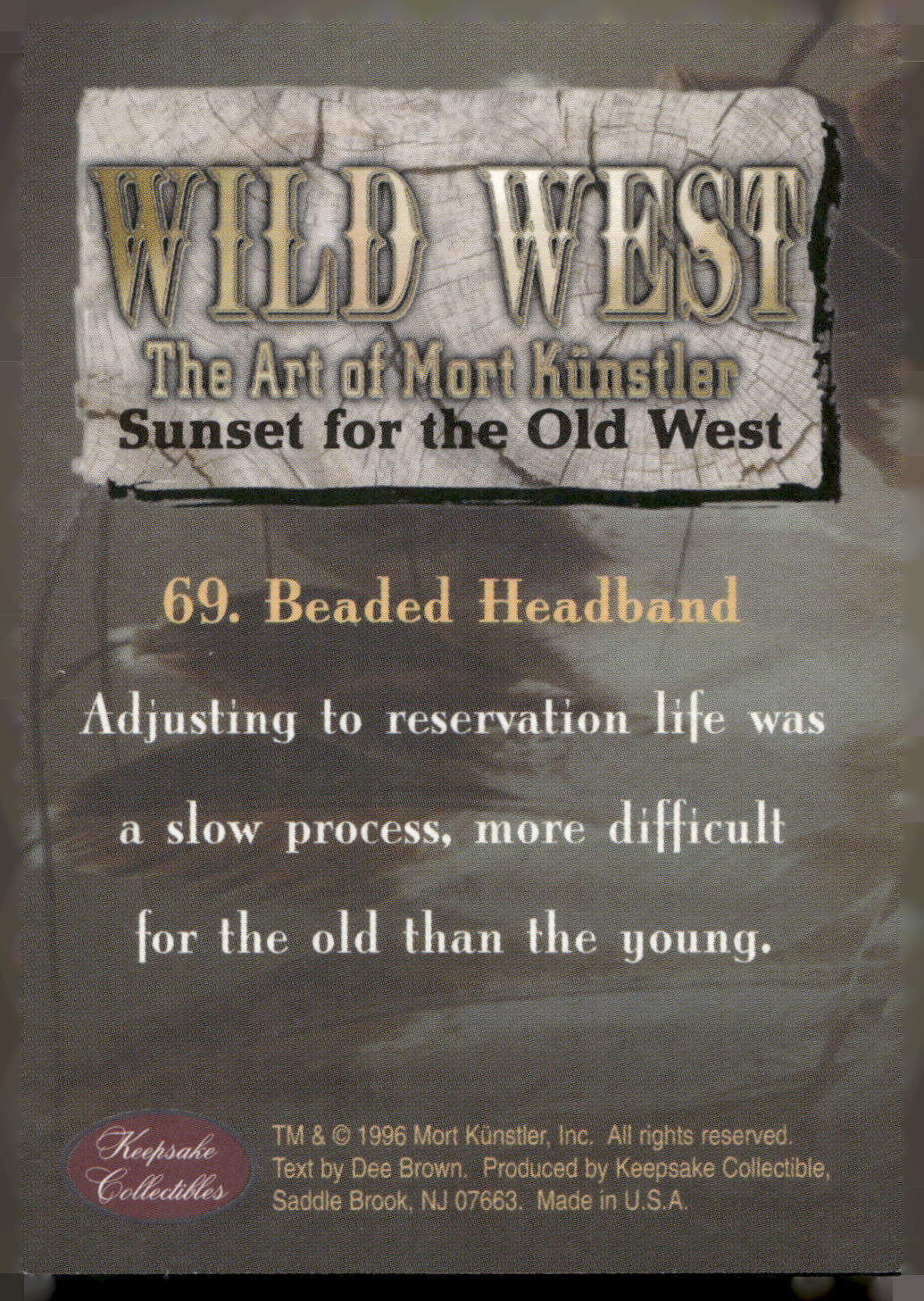 1996 Keepsake Collectibles Wild West: Mort Kunstler #69 Beaded Headband