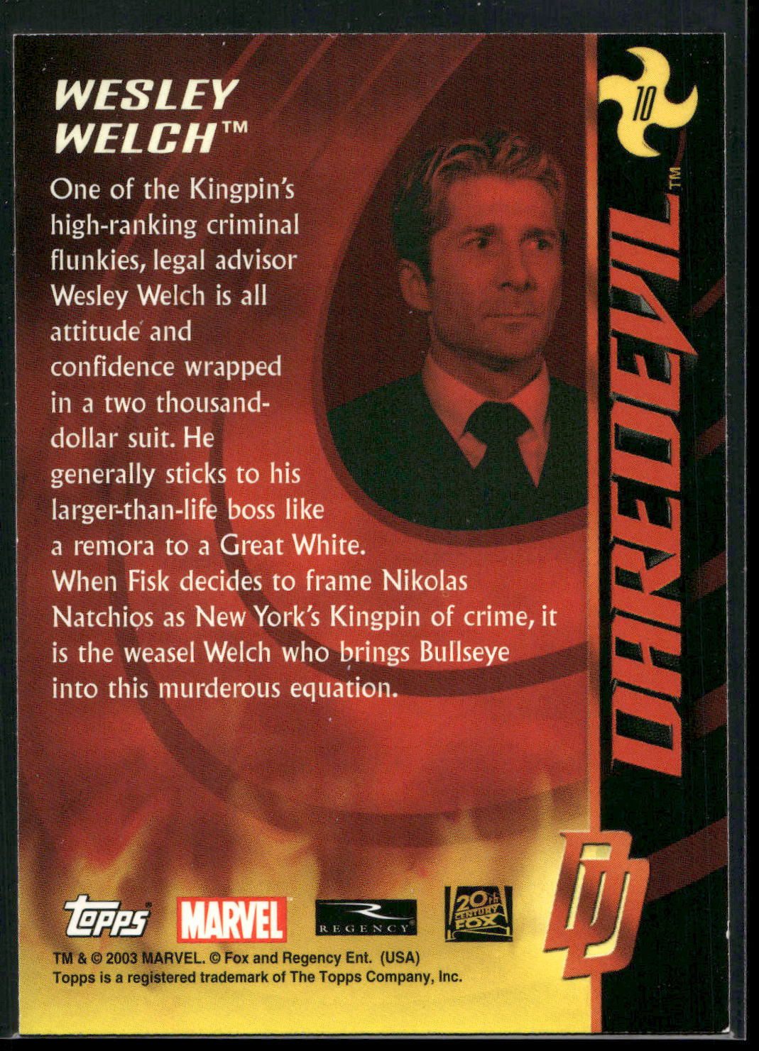 2003 Topps Daredevil #10 Wesley Welch