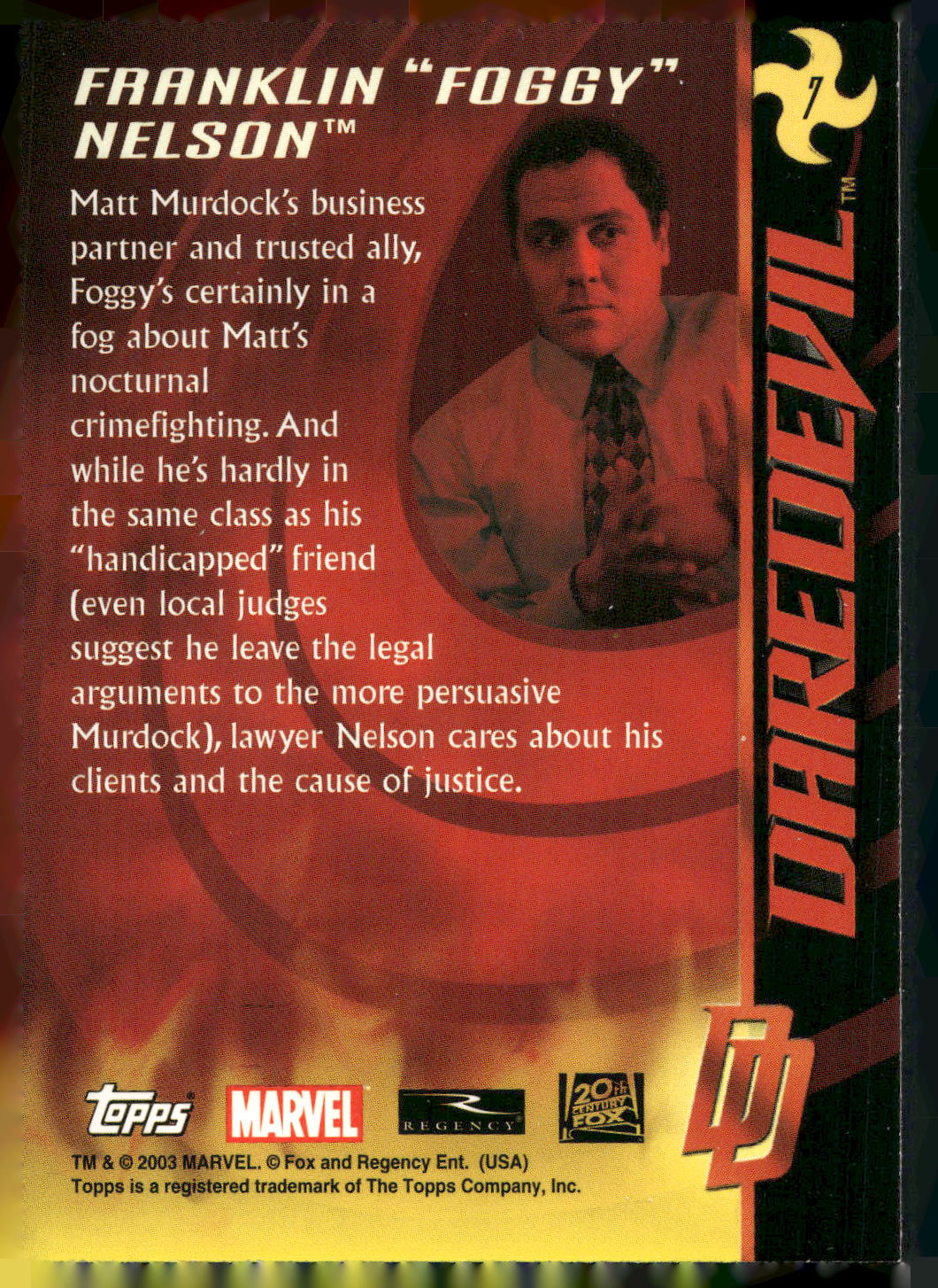 2003 Topps Daredevil #7 Franklin "Foggy" Nelson
