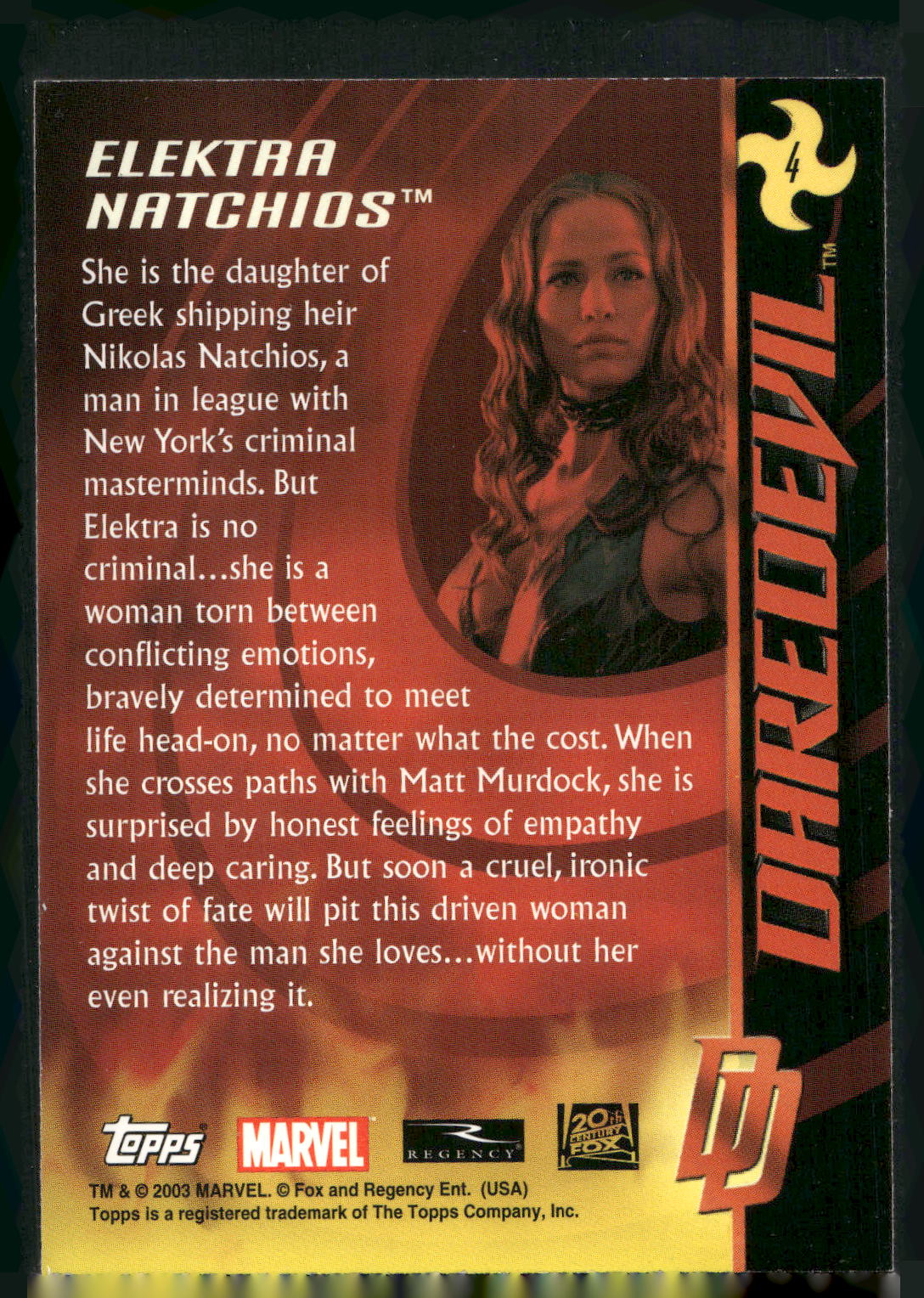 2003 Topps Daredevil #4 Elektra Natchios