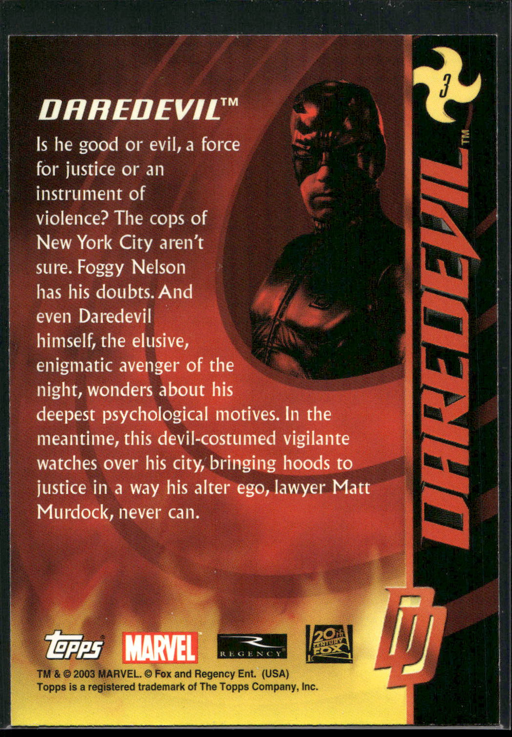 2003 Topps Daredevil #3 Daredevil