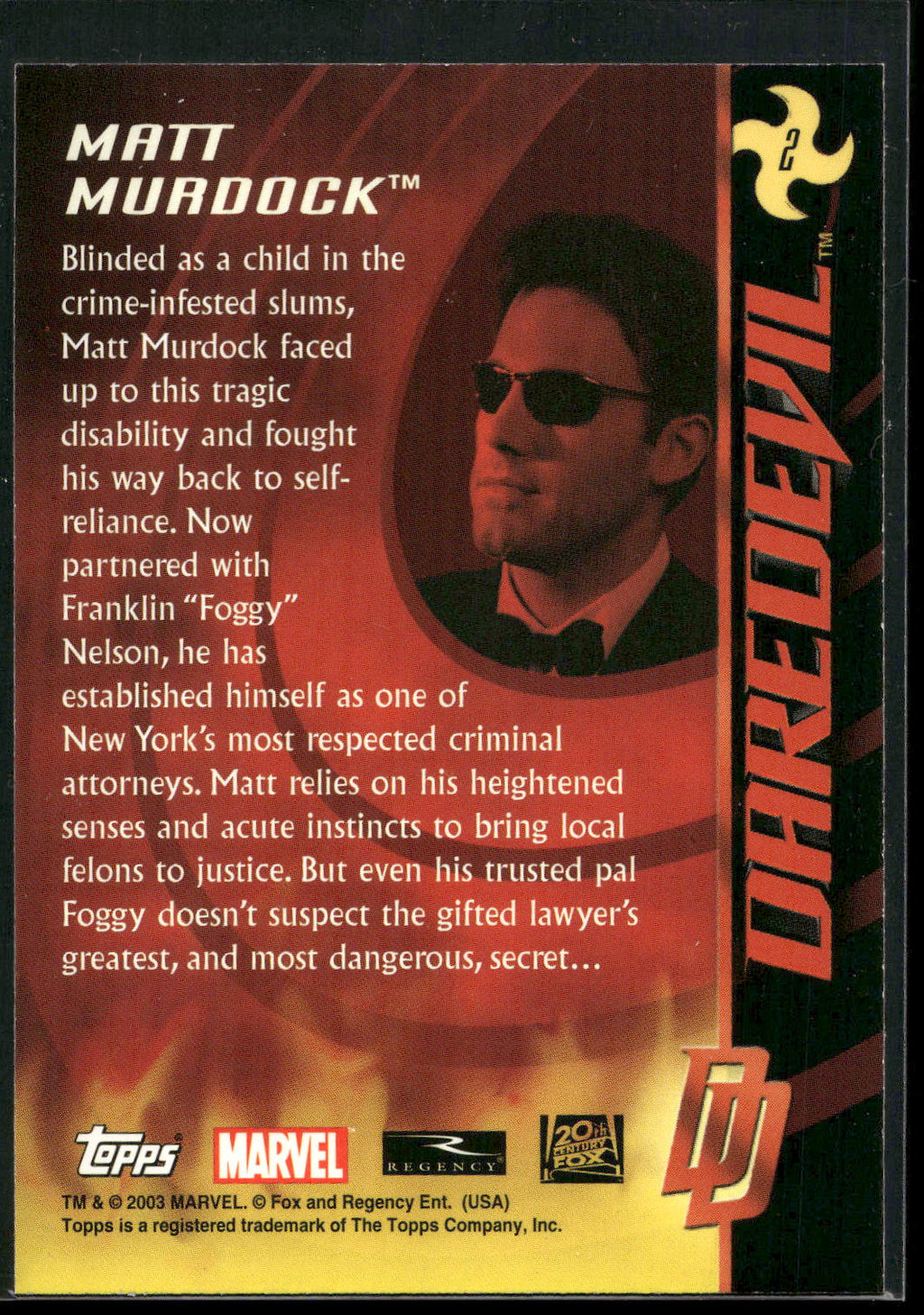 2003 Topps Daredevil #2 Matt Murdock