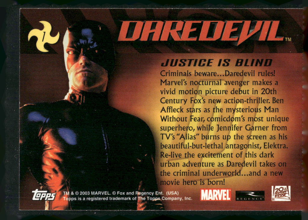 2003 Topps Daredevil #1 Justice Is Blind