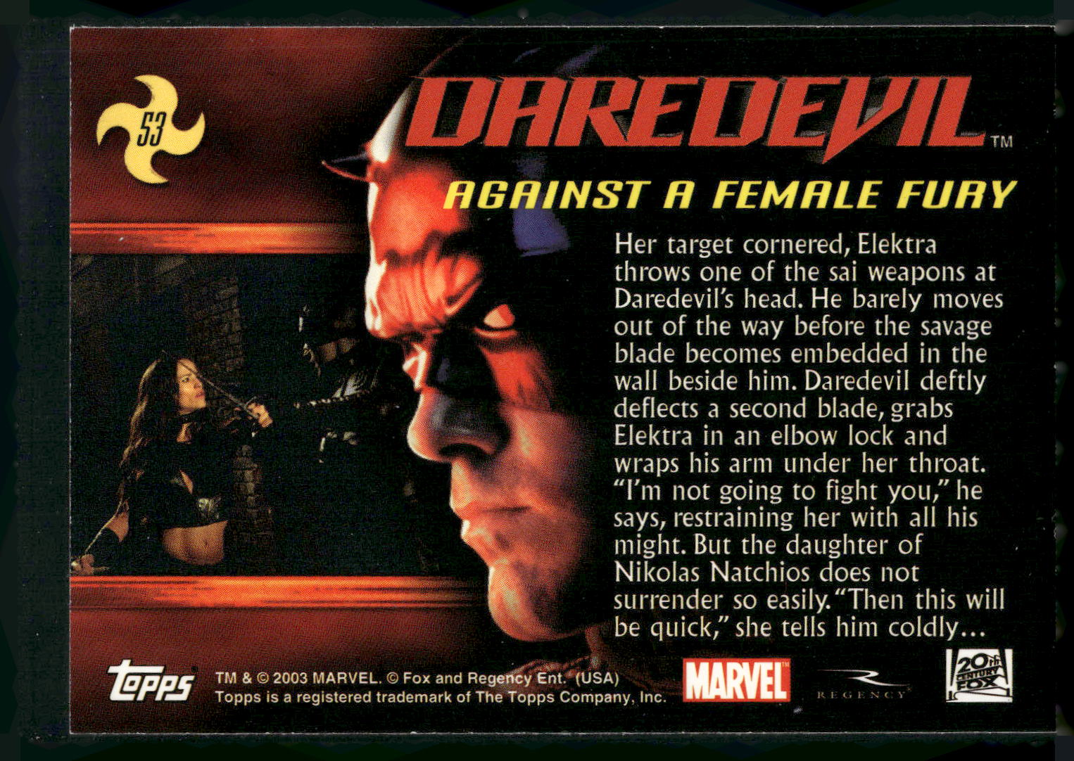 2003 Topps Daredevil #53 Against a Female Fury