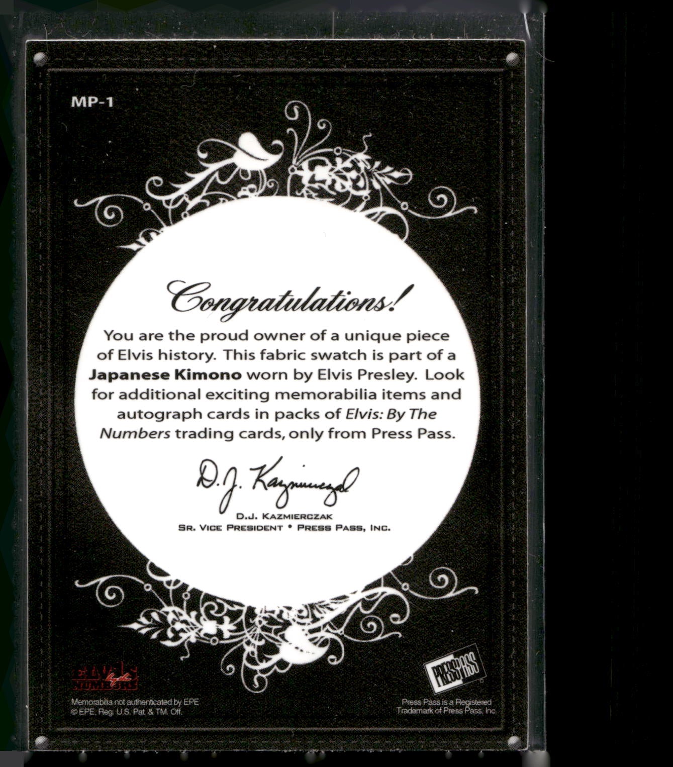 2008 Elvis by the Numbers #MP-1 Elvis Presley Master Pieces Memorabilia