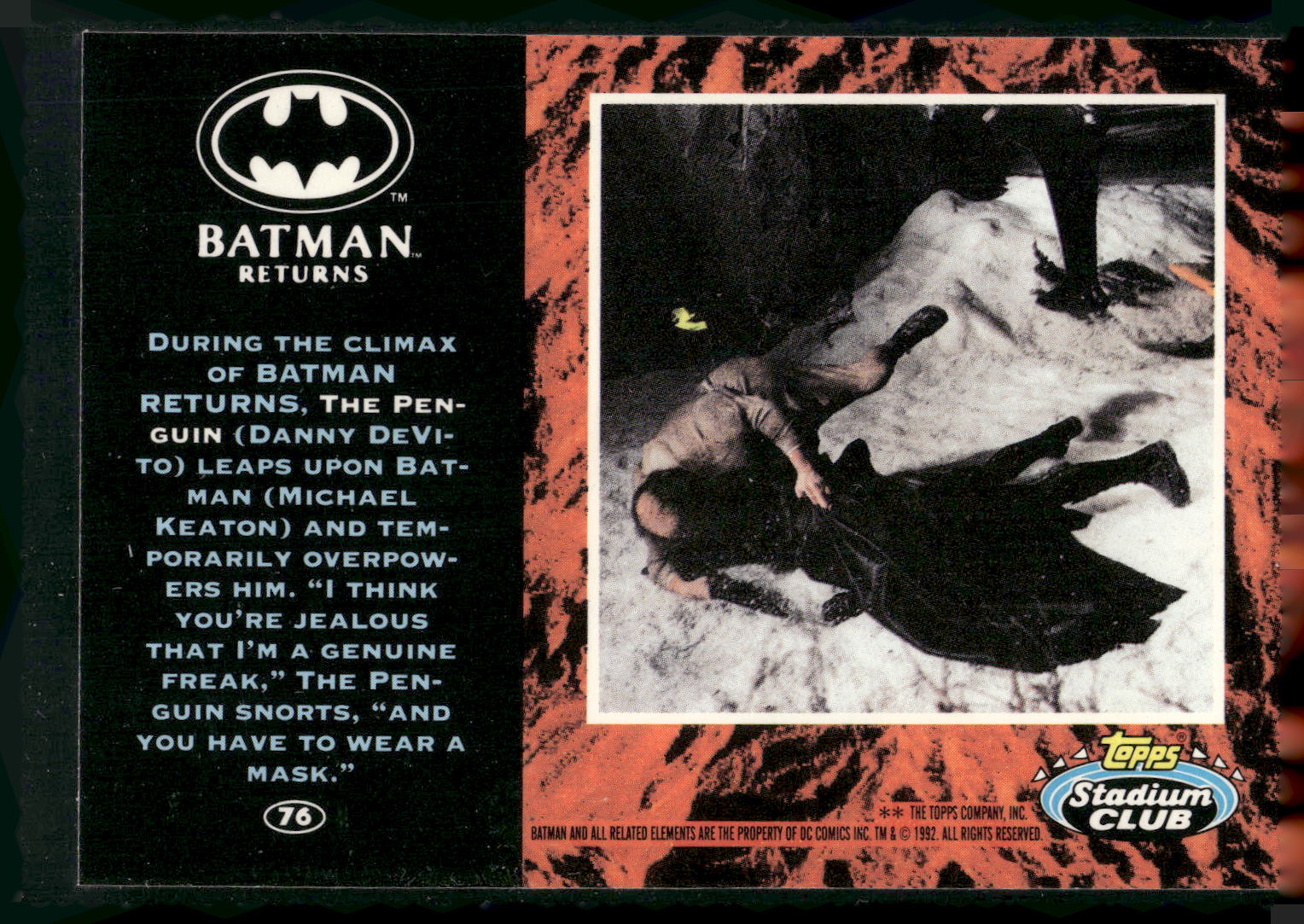 1992 Stadium Club Batman Returns #76 During the climax The Peng
