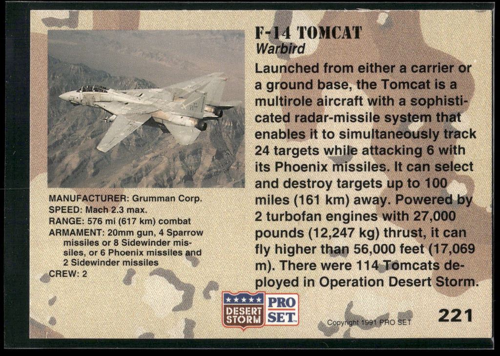 1991 Pro Set Desert Storm #221 F-14 Tomcat