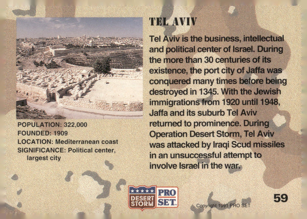 1991 Pro Set Desert Storm #59 Tel Aviv