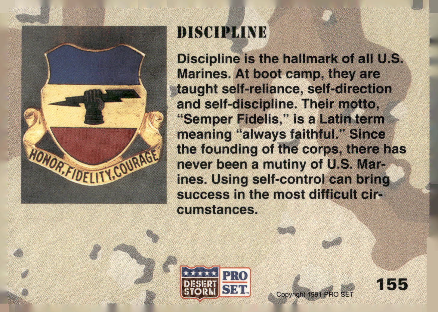 1991 Pro Set Desert Storm #155 Discipline