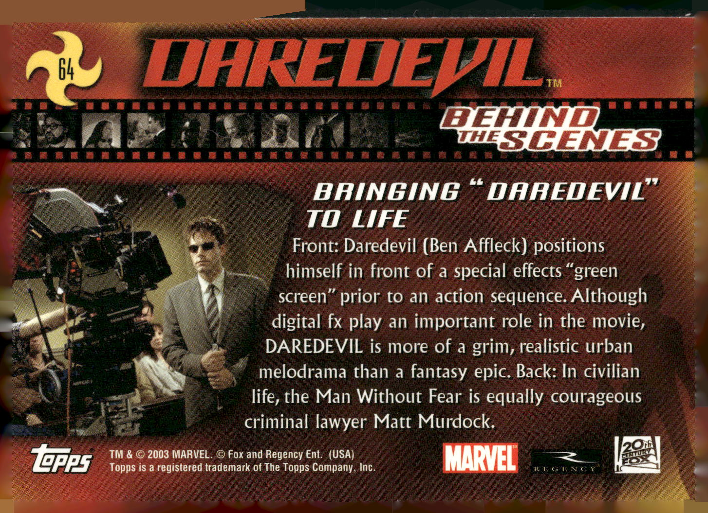 2003 Topps Daredevil #64 Bringing "Daredevil" to Life