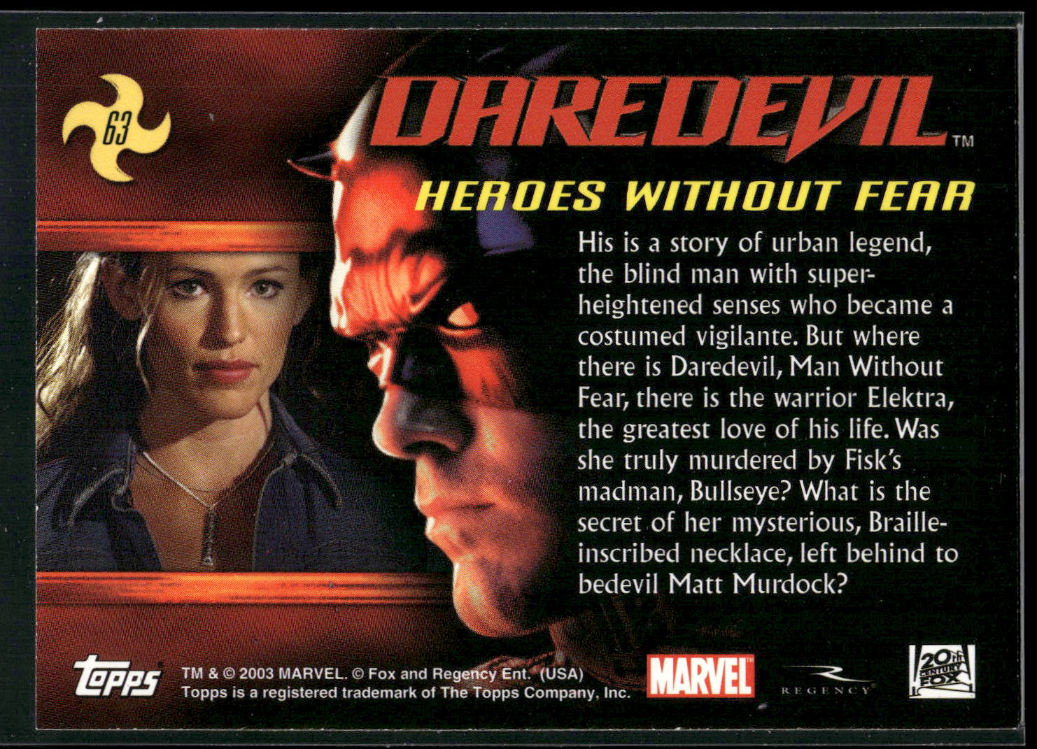 2003 Topps Daredevil #63 Heroes without Fear