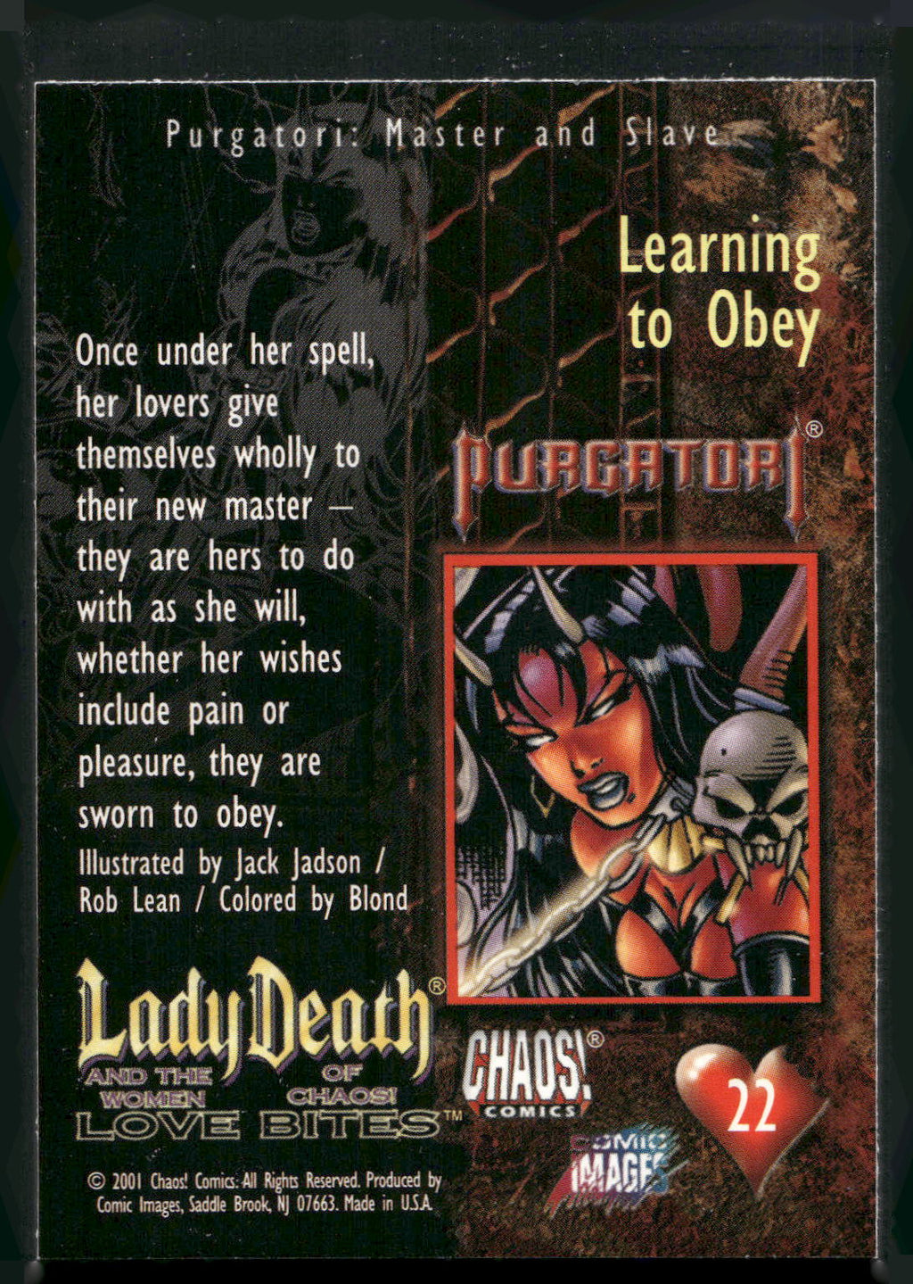 2001 Lady Death and the Women of Chaos Love Bites #22 Learning to Obey