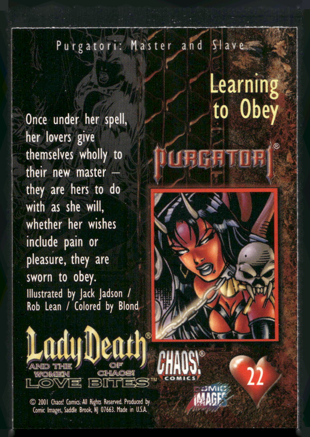 2001 Lady Death and the Women of Chaos Love Bites #22 Learning to Obey
