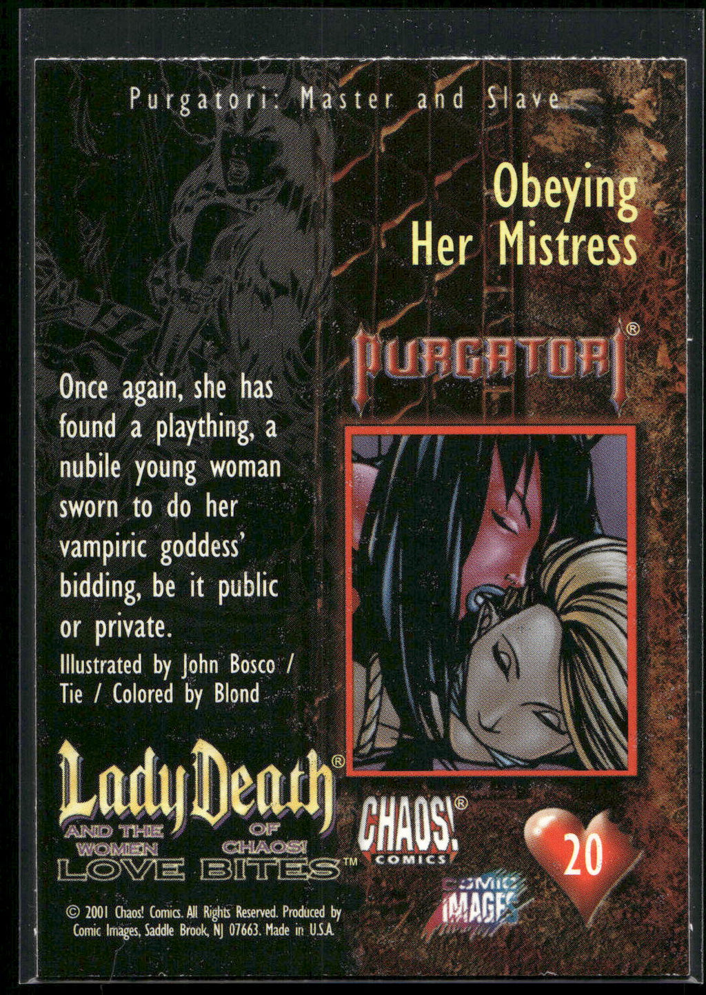2001 Lady Death and the Women of Chaos Love Bites #20 Obeying Her Mistress