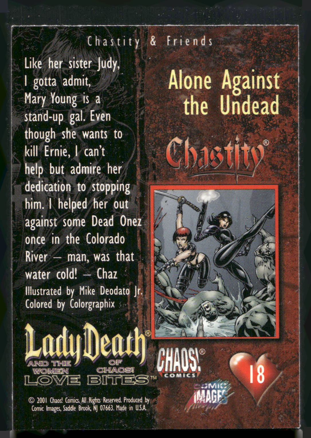 2001 Lady Death and the Women of Chaos Love Bites #18 Alone Against the Undead