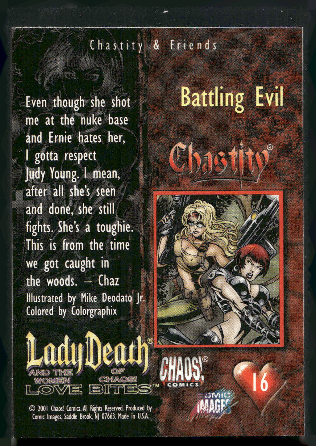 2001 Comic Images Lady Death and the Women of Chaos Love Bites #16 Battling Evil