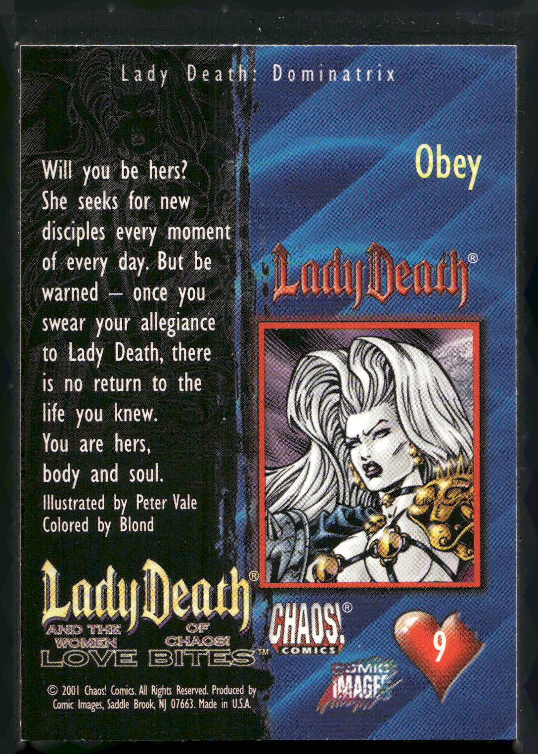 2001 Comic Images Lady Death and the Women of Chaos Love Bites #9 Obey