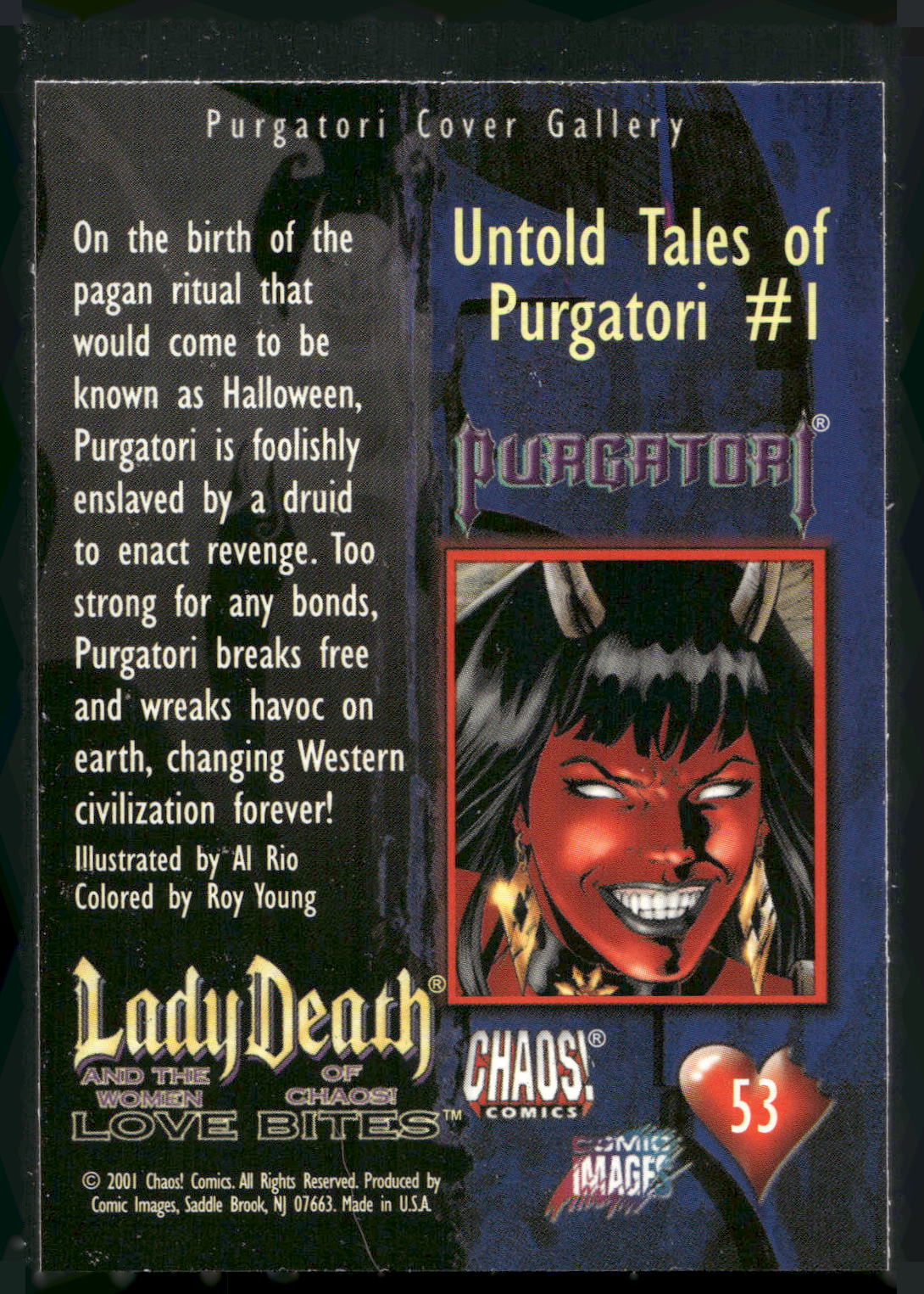 2001 Lady Death Women of Chaos Love Bites #53 Untold Tales of Purgatori #1