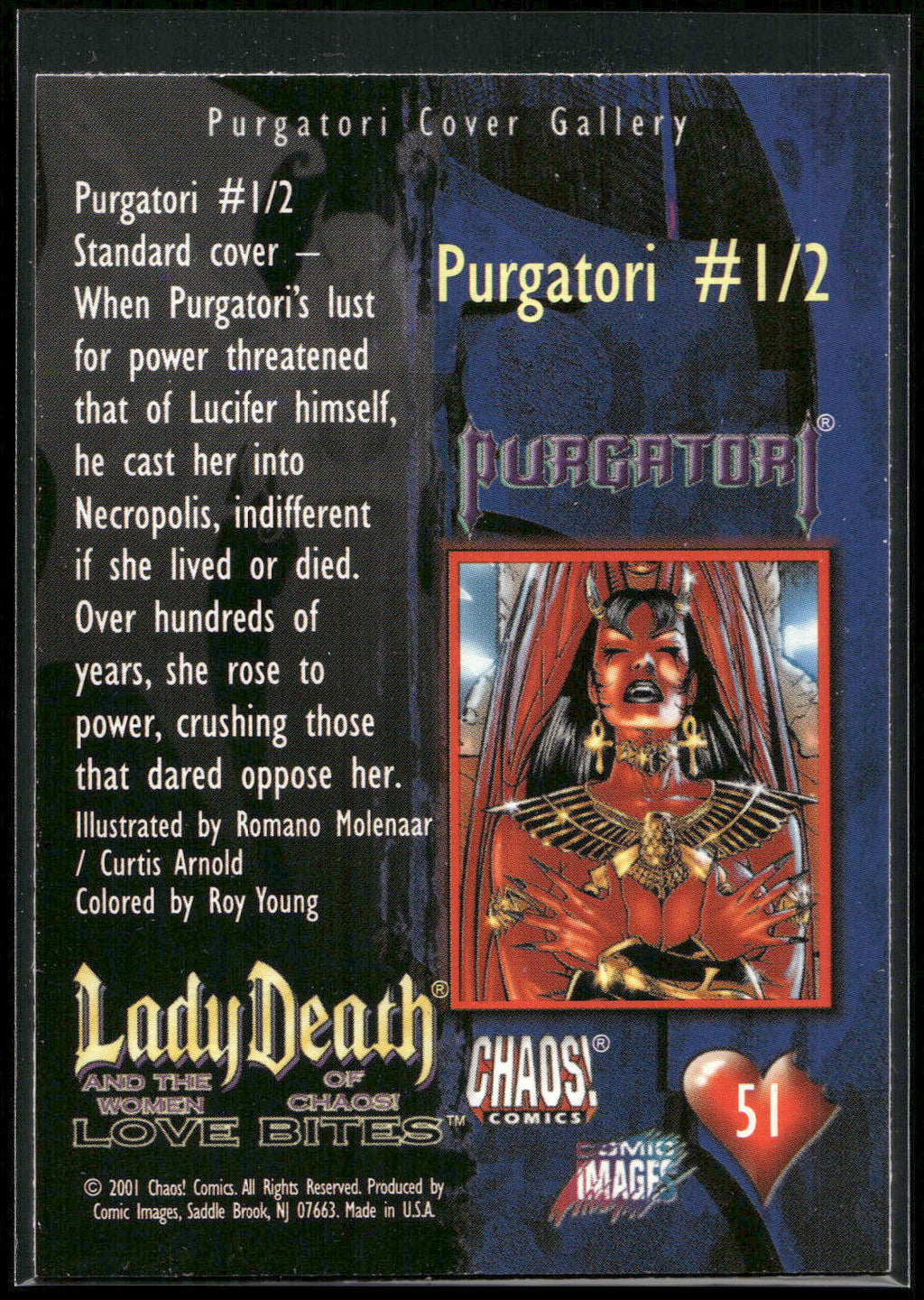2001 Lady Death and the Women of Chaos Love Bites #51 Purgatori #1/2