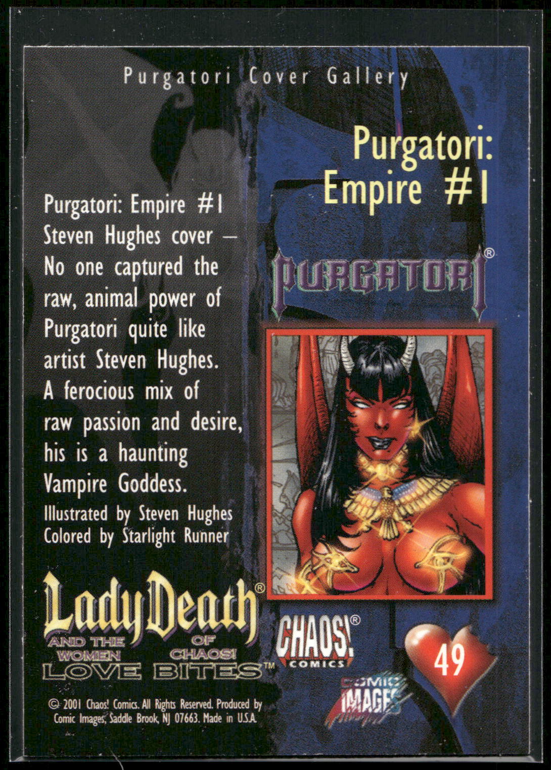 2001 Lady Death Love Bites #49 Purgatori: Empire #1 (Hughes)