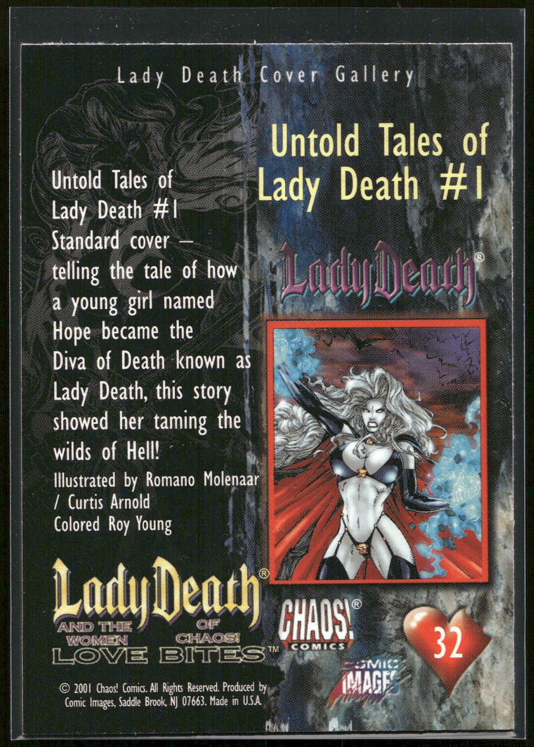 2001 Lady Death Women of Chaos Love Bites #32 Untold Tales of Lady Death #1