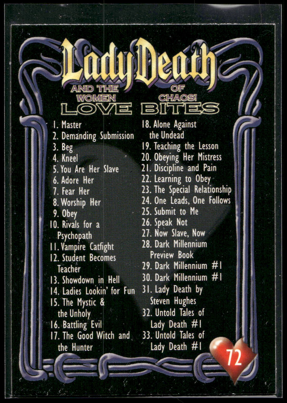 2001 Lady Death and the Women of Chaos Love Bites #72