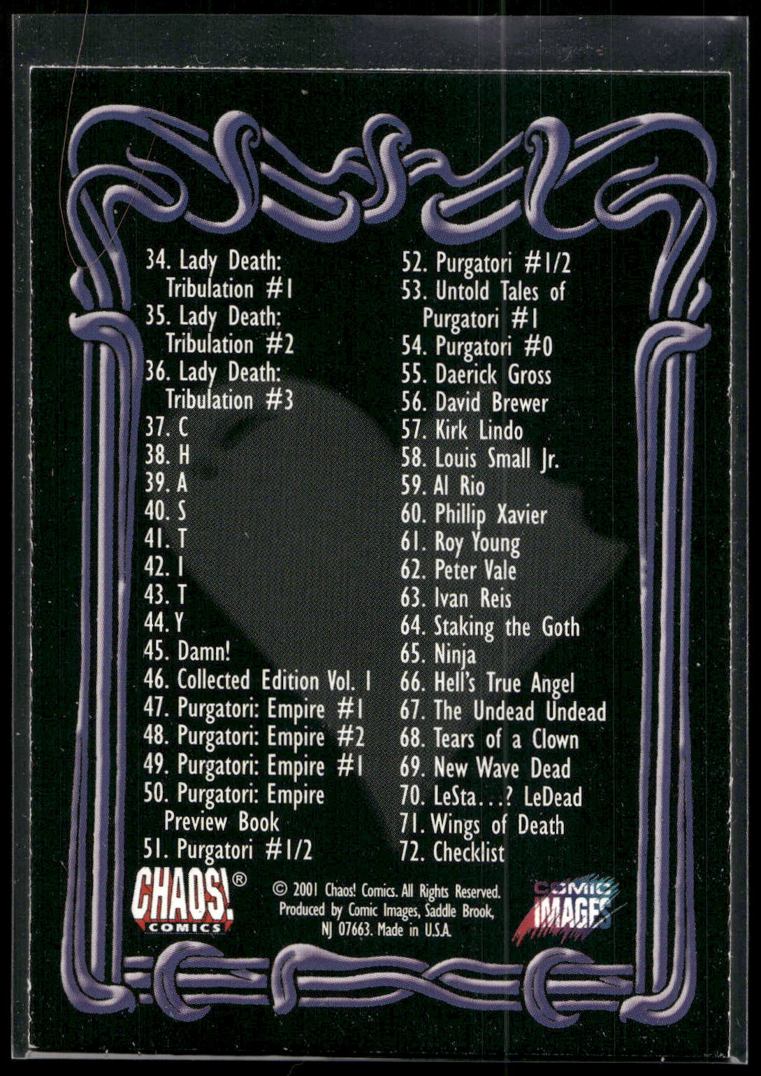 2001 Lady Death and the Women of Chaos Love Bites #72