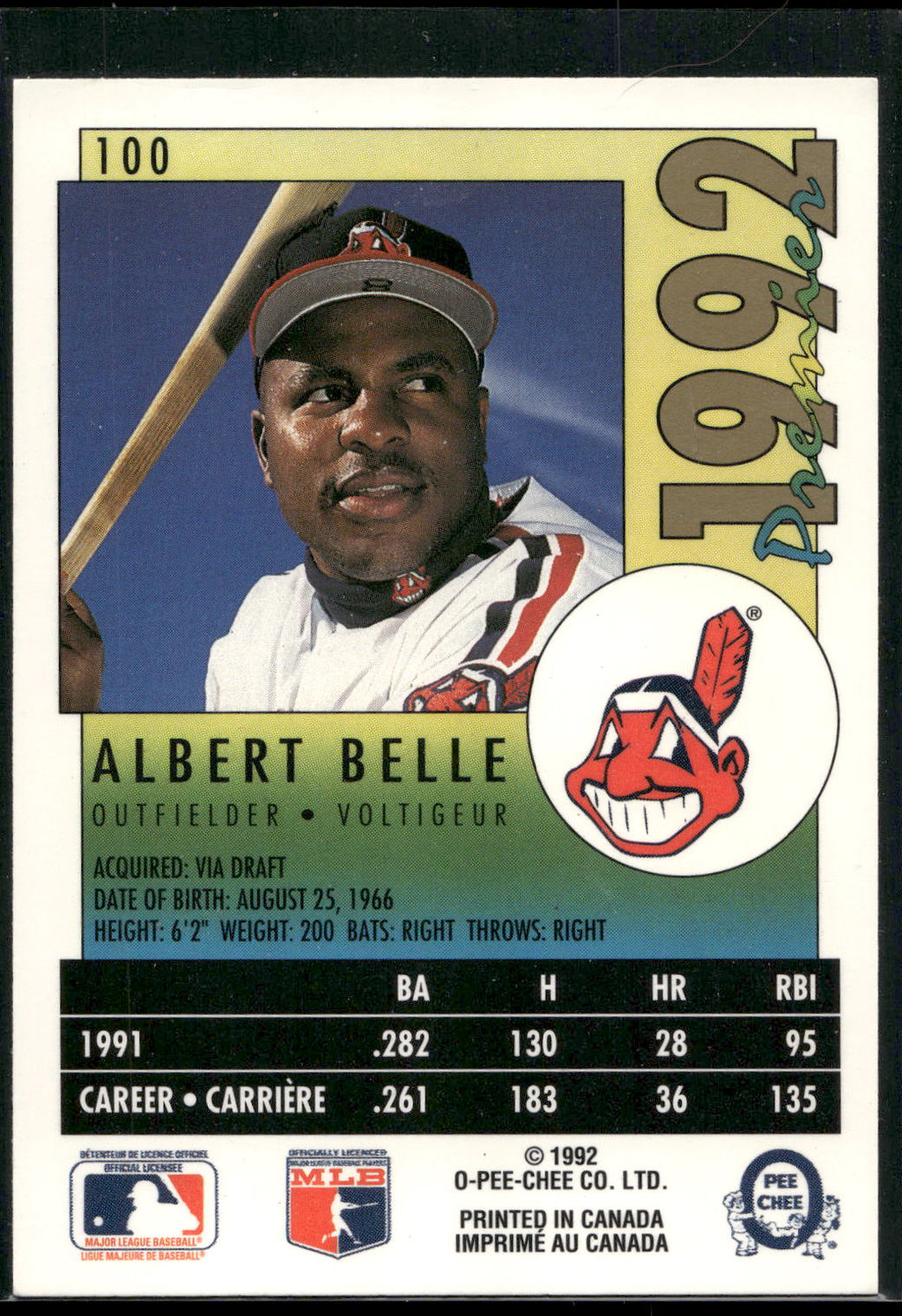 1992 O-Pee-Chee Premier #100 Albert Belle