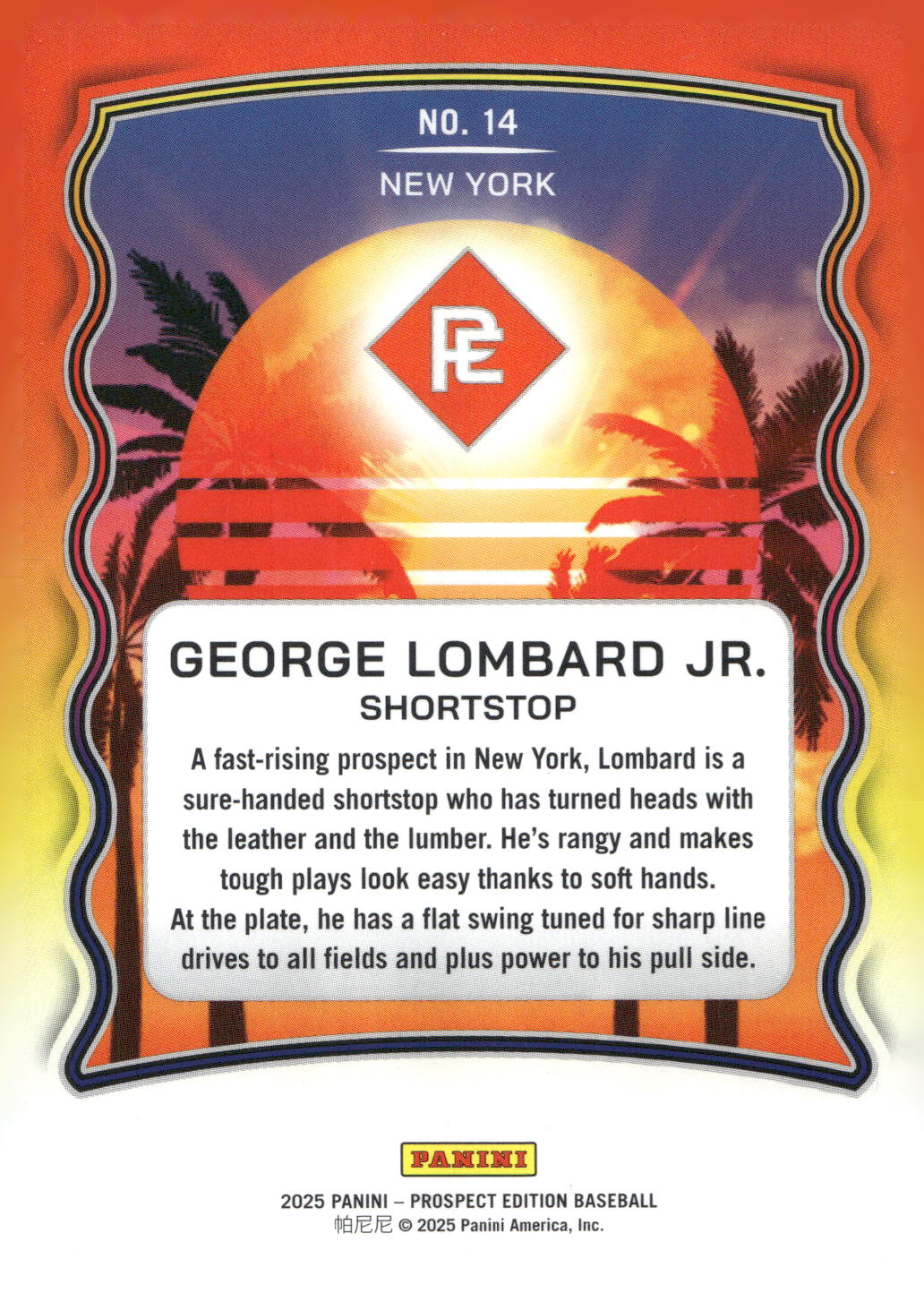 2025 Panini Prospect Edition #14 George Lombard Jr. Prepping for the Pros