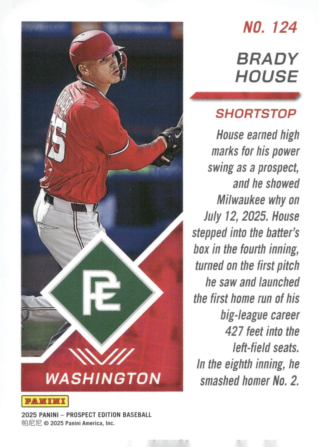 2025 Panini Prospect Edition #124 Brady House