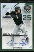 2025 Panini Prospect Edition #65 Casey Saucke Signatures - Green Pulsar #/25