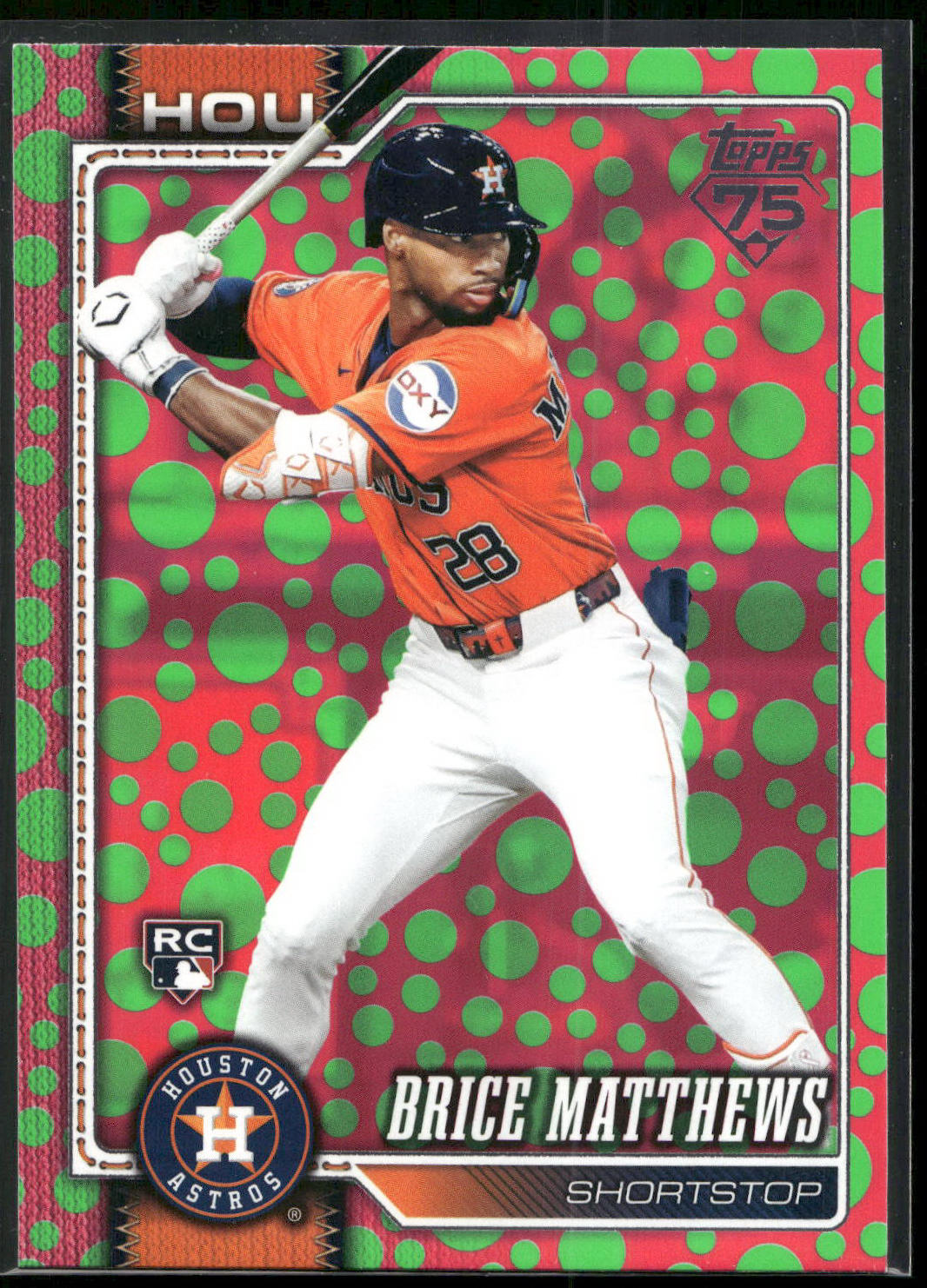 2026 Topps #132 Brice Matthews Holiday Polka Dots Green/Pink