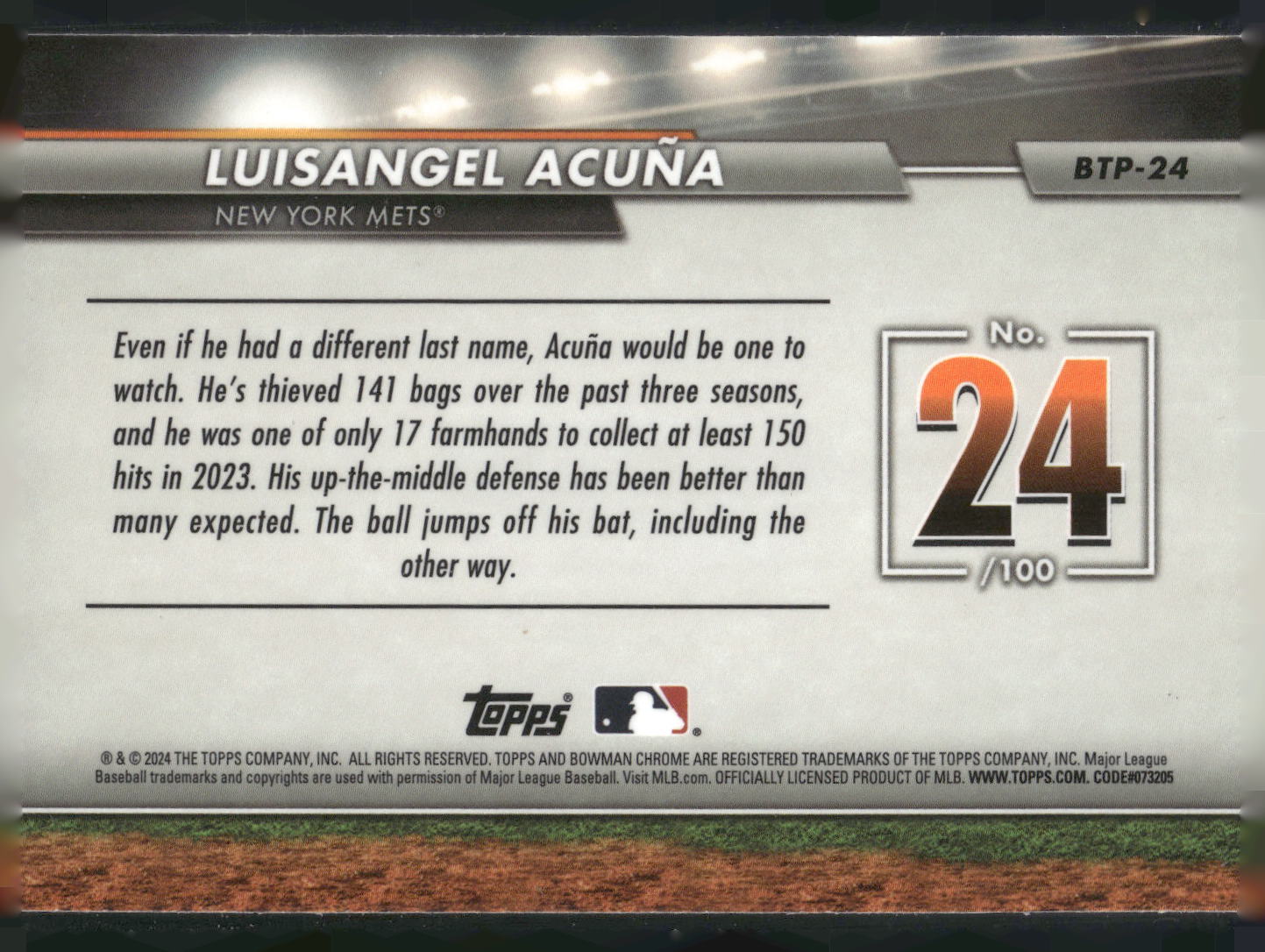 2024 Bowman #BTP-24 Luisangel Acuña Bowman Scouts' Top 100