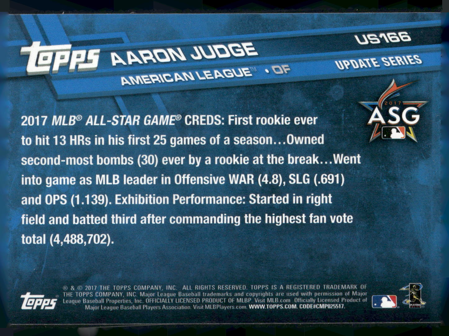 2017 Topps Update #US166 Aaron Judge