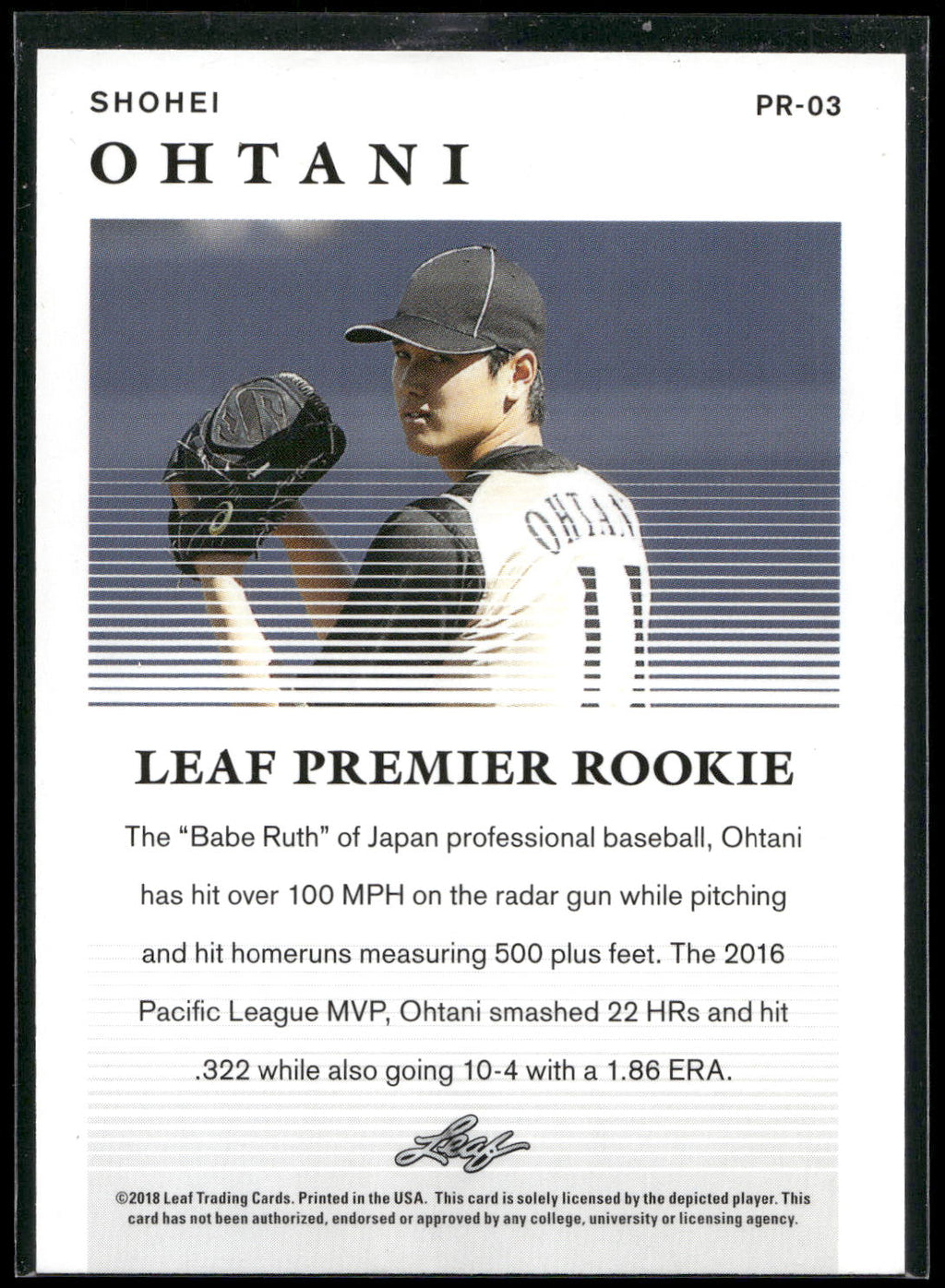 2018 Leaf Premier Rookies #PR-03 Shohei Ohtani
