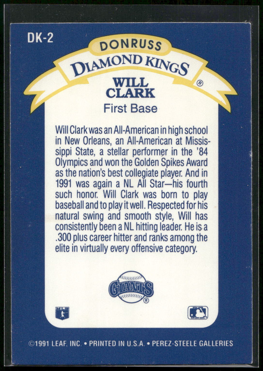 1992 Donruss #DK-2 Will Clark Diamond Kings
