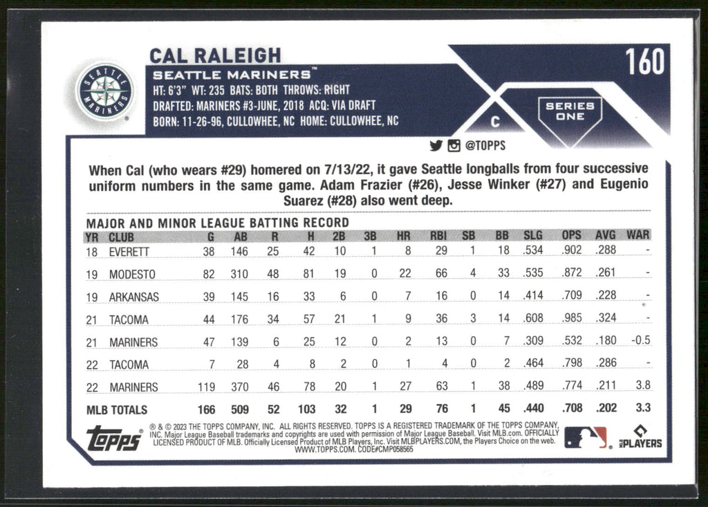 2023 Topps #160 Cal Raleigh
