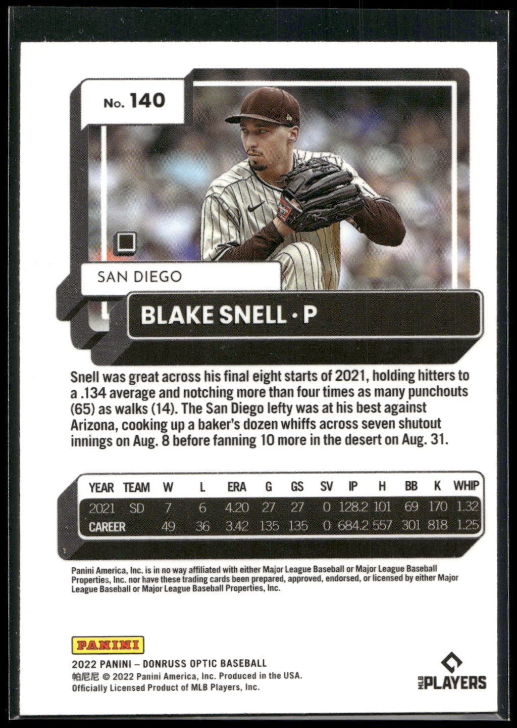 2022 Donruss Optic #140 Blake Snell