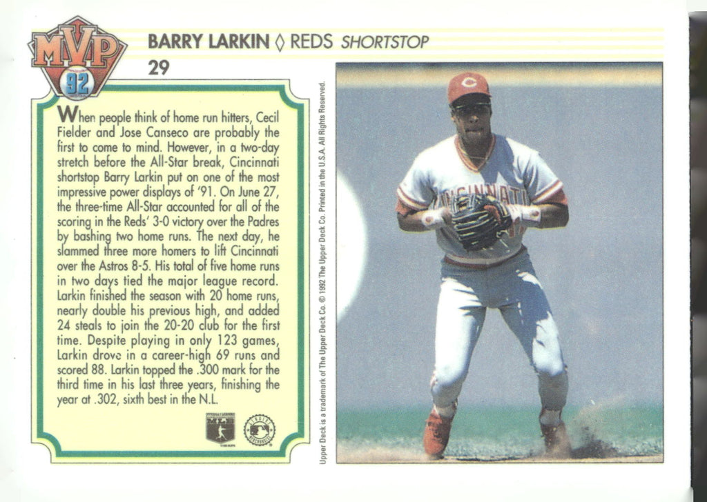 1992 Upper Deck Team MVP Holograms #29 Barry Larkin