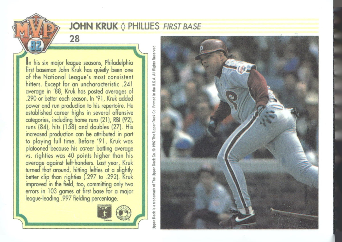 1992 Upper Deck Team MVP Holograms #28 John Kruk