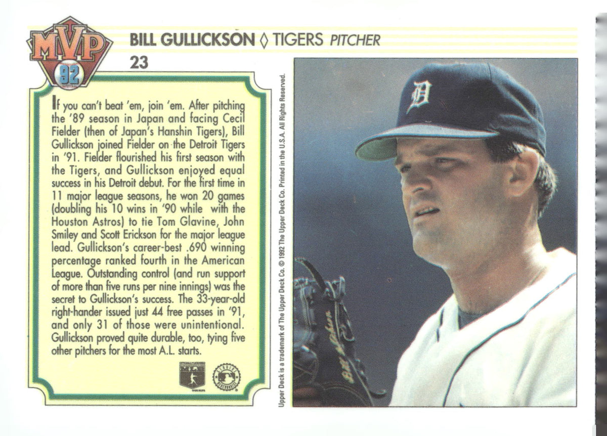 1992 Upper Deck Team MVP Holograms #23 Bill Gullickson